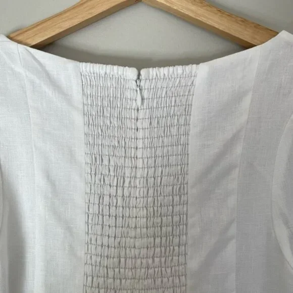 NEW Reformation Coucou Midi Linen Dress Puff Sleeves White | US 4 UK 8 - Picture 9 of 11